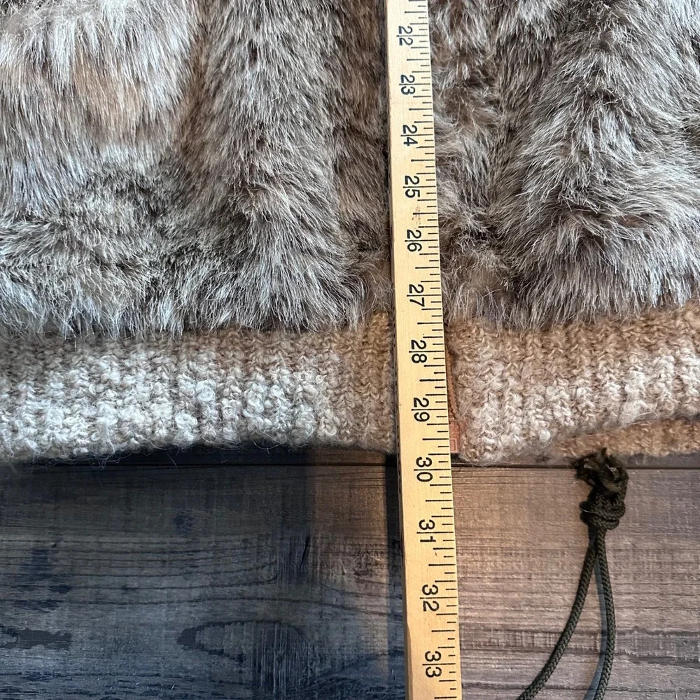 Lifestyle 80 by Andrea Ungar Faux Fur Jacket Zig Zag Pattern Knit Collar & Cuffs - Picture 10 of 14